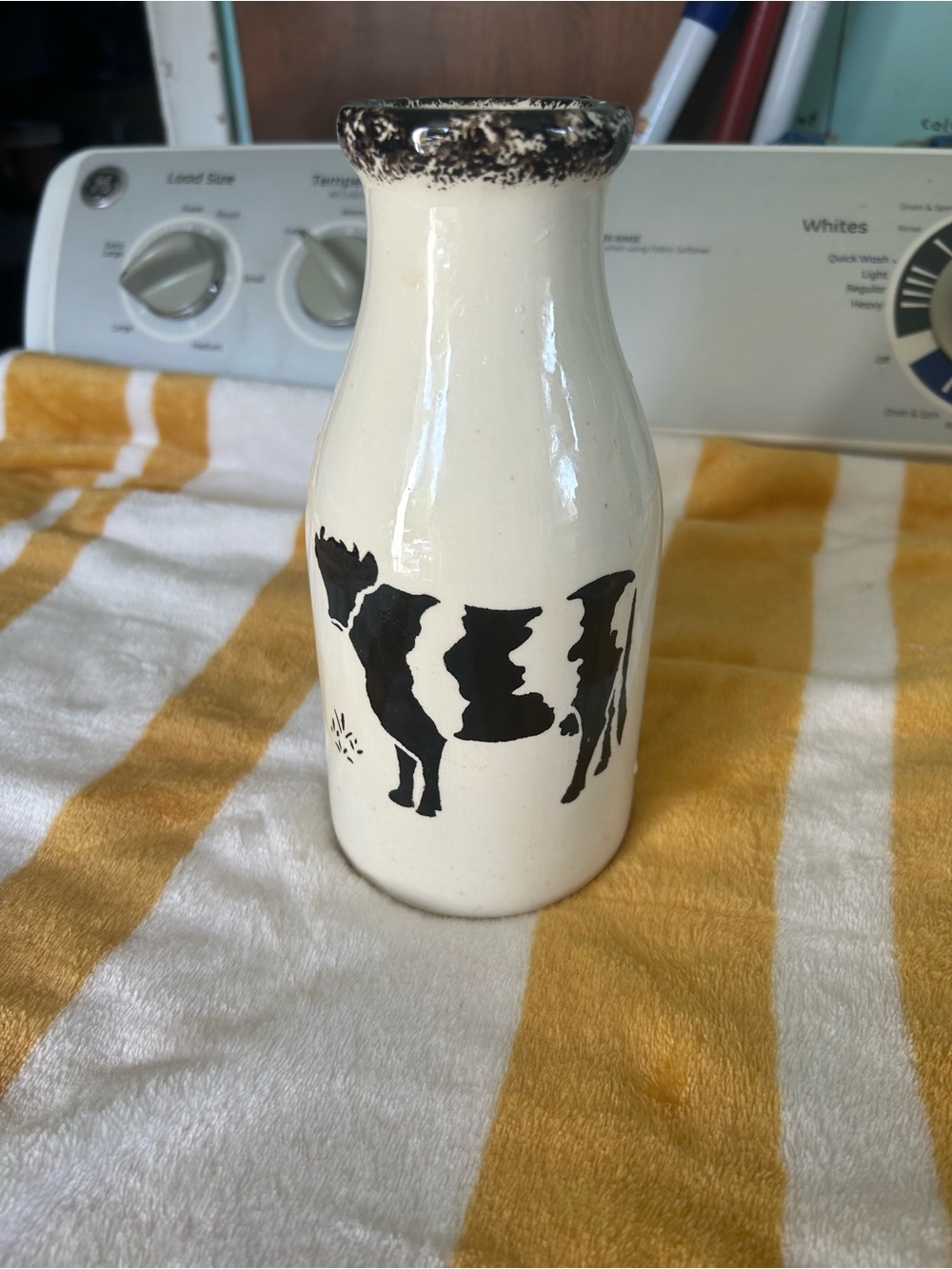 Cream Ceramic Cow Milk Bottle Vase - Decorative Farmhouse Accent